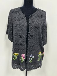 Teddi Short Sleeve Embroidered Bottom Sweater Size 1X