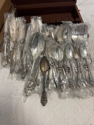 F.B. Rogers And Sons French Rose 64 Piece Flatware Set And Wooden Storage Chest