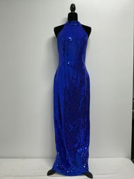 Elegant Roberta Blue Sequined Evening Dress/gown Size 11/12