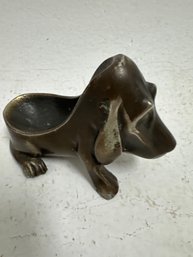 Vintage Ronson Art Metal Works Brass Basset Hound Pipe Holder