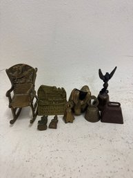 (8) Figural Bells And Other Small Items Made Of Brass And Bronze.