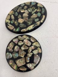 Vintage Abalone Shell And Resin/lucite Trivets Or Coasters