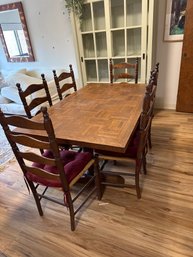 Wooden Dining Table With Ladder-back Chairs