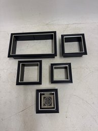 Set Of Black And Silver Shadow Box Or Floater Style Picture Frames