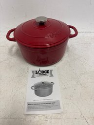 Lodge 5.5-quart Enameled Cast Iron Dutch Oven In Red.