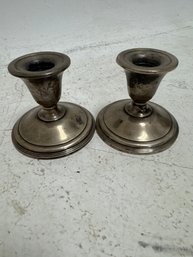 Sterling Silver (Weighted) Pair Of Vintage Candlesticks