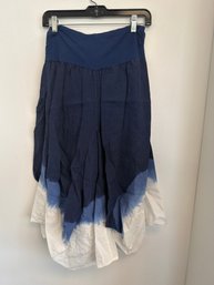 Luna Luz Linen Francesca Ombre Skirt In Navy