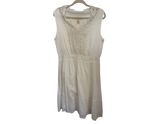Studio West Apparel White Lace Sleeveless Dress With A Smocked Waist