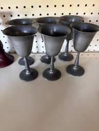 Set Of 6  Vintage Raimond Pewter Wine Goblets From Italy