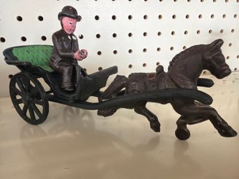Vintage Cast Iron Horse-drwn Carriage Toy Dating Back To Early 20th C