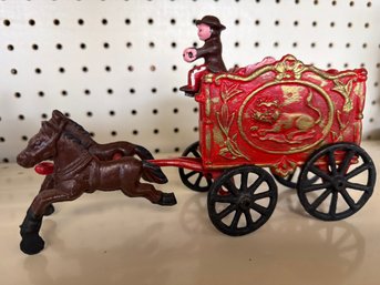 Vintage Cast Iron Horse Drawn Circus Wagon Toy