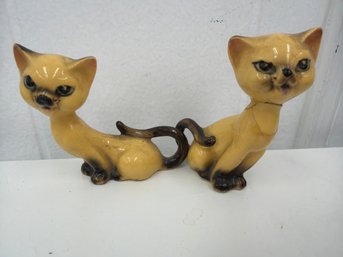 Vintage Mid -century Modern Ceramic Siamese Cat Figurines