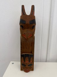 Hand-carved Native American Northwest Coast-style Indigenous Art Wooden Totem Pole