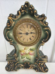 Antique Ansonia Porcelain Mantel Clock Produced Aroundthe Late 19th Or Early 20th Century