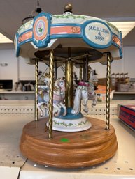 M C Illinois And Sons 4 Horse Carousel With A Working Music Box Limited Edition Reproduction