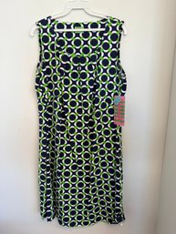 Ketherine Way Geometric Sleeveless Sheath Style Shift Dress In Blue And Green