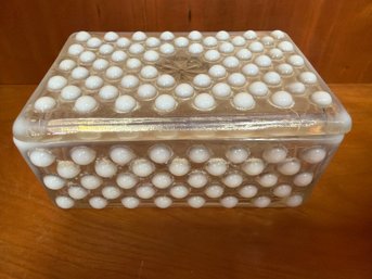 Vintage Fenton Moonstone Hobnail Glass Trinket Box