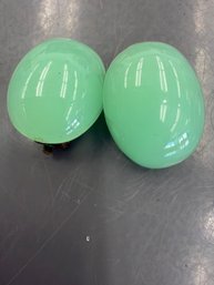 Vintage Green Lucite Clip-on Earrings