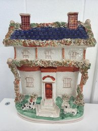 19th Century Victorian Staffordshire Pottery Flatback Cottage