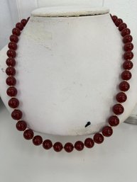 Vintage Amber Colored Bakelite Beaded Necklace With Gold Tone Accents