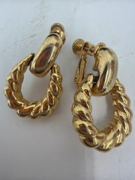 Vintage 1970s Napier Hoop Door-knocker Screw Back Earrings