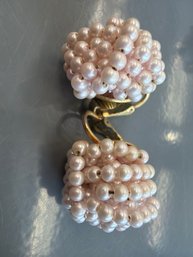 Vintage Hobe Faux Pearl Cluster Earrings From The 1940s With Clip-on Backings