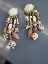 Vintage Style Clip On Earrings Featuring A Bohemian Design With A Gold-tone Finish