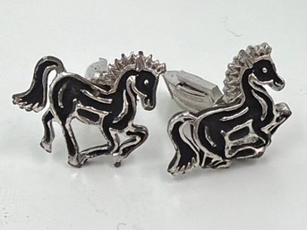 Vintage Silver-tone Running Horse Cufflinks