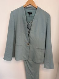 Ann Taylor Linen Blend Cutaway Pant Suit In A Blue Green Shade