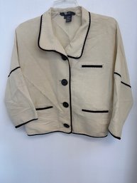 Vintage Per Se Linen Yellow And Black Trim Jacket
