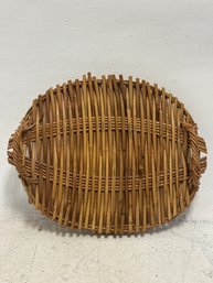 Mid-century Catalan-style Tension Woven Willow Tray, Typically Used For Serving Or Home Decor.