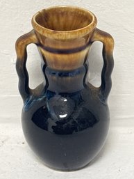 Vintage Belgian Thulin Pottery Vase, Likely From The 1930s To 1960s, Featuring A Two-handled Design With A Dri