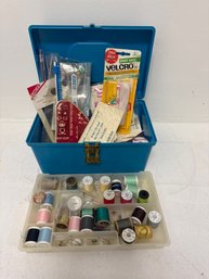Vintage Sewing Box And Set Likely Dates From The 1970s And Includes A 'Wil-hold' Blue Plastic Storage Case Fil