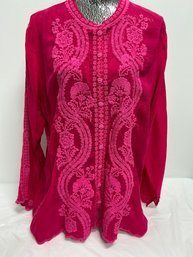 Johnny Was Pretty Buttondown Blouse Size XL