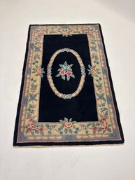 Kaoud Rugs Chinese-style Runner Rug With A Black Field And Aubusson-inspired Floral Design