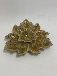 Vintage Holland Mold Leaf-shaped Ceramic Serving Platter, Likely From The 1960s Or 1970s.