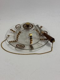 Vintage Georges Briard Regalia Pattern Glass Cheese Or Butter Dish Features 22-karat Gold Decorative Accents