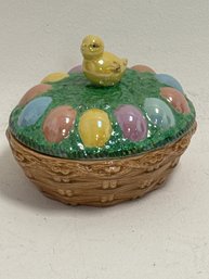 Vintage Ceramic Easter Lidded Basket Centerpiece, Often Featuring A Hand-painted Chick On The Lid And Decorate