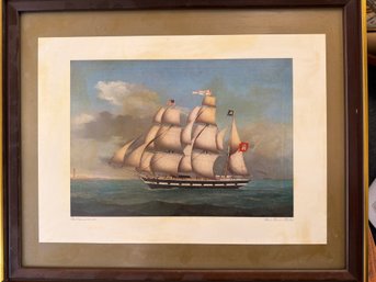 Nautical Print Specifically Featuring A Inited States Packet Ship