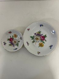 Set Of Vintage Porcelain Dishes By Mitterteich In Bavaria, Germany, Featuring A 'Meissen Fl