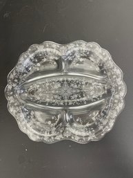 Large Cambridge Etched Glass Divided 5 Part Relish Dish