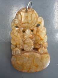 Hand Carved Chinese Yellow Jade Pendant