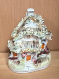 Antique Staffordshire Pottery Cottage Pastille Burner From The 19th Century