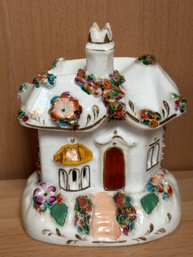 Antique Victorain-era Staffordshire Porcelain Cottage Pastille Burner