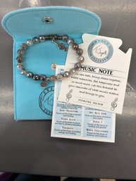 Tiffany Jazelle 'music Note' Beaded Bracelet Features A Sterling Silver Charm And Natural Gemstone Beads