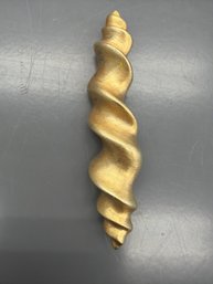 Gold Colored Spiral Unicorn  Abstract Wavy Horn Brooch