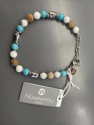 Nomination Instinctstyle Stones Edition Bracelet Featuring White, Turquoise, Jasper Stones In Stainless Steel