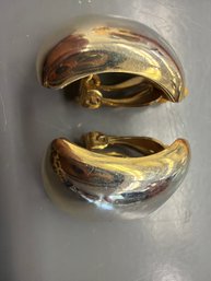 Vintage Christian Dior Inspired Gold-plated Clip-on Earrings Featuring A Chunking Design