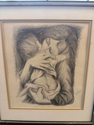 Charcoal Drawing Print Titled 'this Is Love' Depicting A Mother Holding A Child