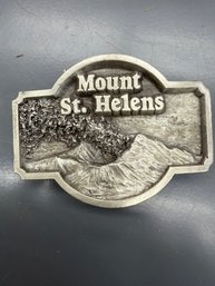 Vintage Siskiyou Mount St Helen Pewter Belt Buckle Commemorating The 1980 Eruption